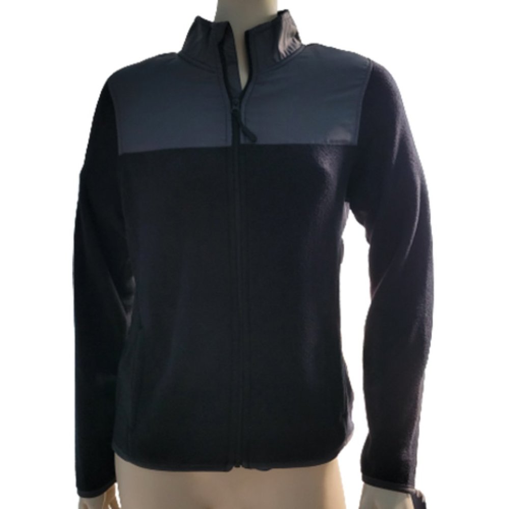 Pony Unisex Fleece Jacket Black Zip Up Soft S